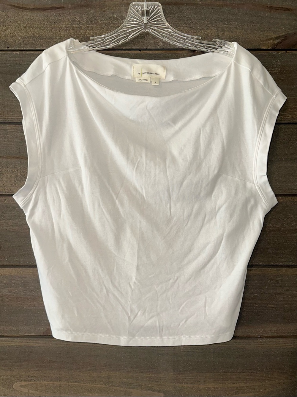 Anthropologie White Sleeveless Boatneck Top